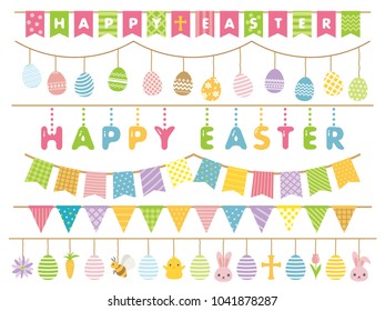 Happy easter vector garland set.