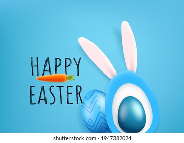 Happy Easter vector greeting card. Cute cutout style vector illustration