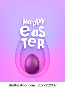 Happy Easter vector greeting card with 3d text