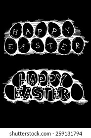happy easter. vector easter greeting card. black and white