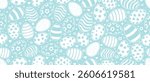 Happy Easter Vector Greeting Design Element. Decorative Easter Eggs Seamless Pattern. Decorated and painted eggs texture. Repeatable Endless Flat Style Design in Creative Pastel Colors. 