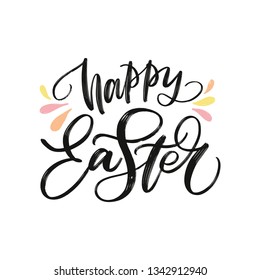 HAPPY EASTER. vector holiday GREETING HAND LETTERING. 