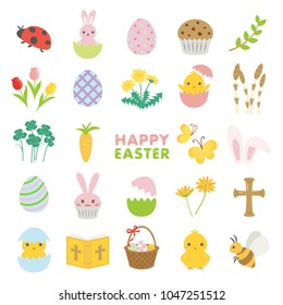 Happy easter vector icon set.