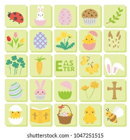 Happy easter vector icon set.