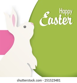 Happy Easter vector illustration with Bunny. Simple flat design.