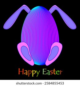 Happy Easter. Vector illustration of a bunny and an Easter egg.