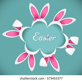Happy Easter vector illustration. Easter bunny ears.
