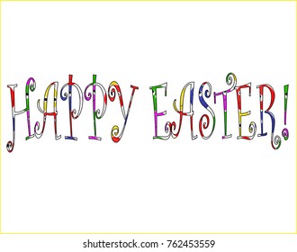 Happy Easter vector illustration card design text, minimalist and bright.