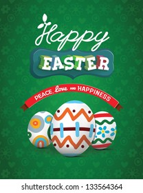  Happy easter vector illustration colorful eggs,playful 3d typography