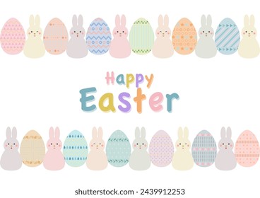 Feliz Pascua ilustración vectorial. Cute huevo de Pascua y conejito marco de diseño. Para tarjetas de felicitación, banners, fondos de pantalla.