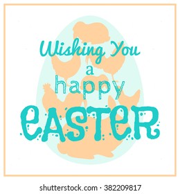 Happy Easter Vector illustration. Farm animal silhouettes.