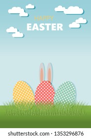 Happy Easter vector illustration in flat style. Can be used for greeting card, poster, banner, flyer.