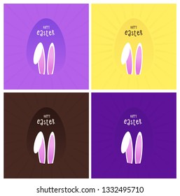 Happy easter vector. Vector, illustration, greeting card. Bunny ear with lettering. 