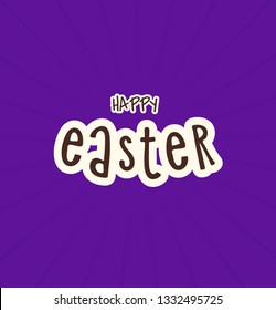 Happy easter vector. Vector, illustration, greeting card. Lettering in a purple background. 