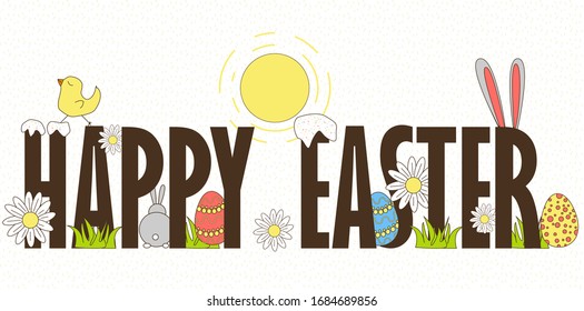 
happy easter vector illustration header