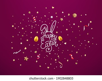 Happy Easter vector illustration with lettering inscription