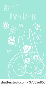 Happy Easter. vector illustration with rabbit