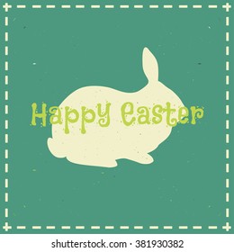 Happy Easter Vector illustration with a rabbit silhouette.