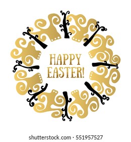 Happy Easter vector illustration. Round isolated design element.