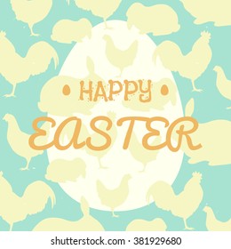 Happy Easter Vector illustration. Silhouettes of farm animals.