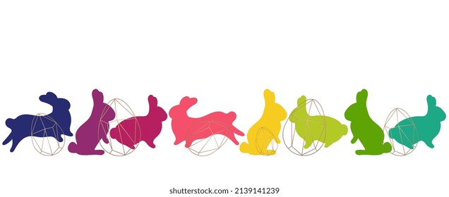 Happy Easter. Happy Easter vector illustrations of bunnies, eggs. 