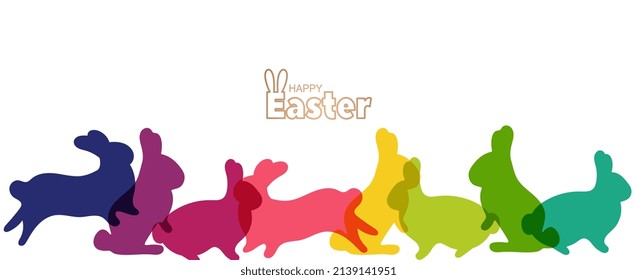 Happy Easter. Happy Easter vector illustrations of bunnies