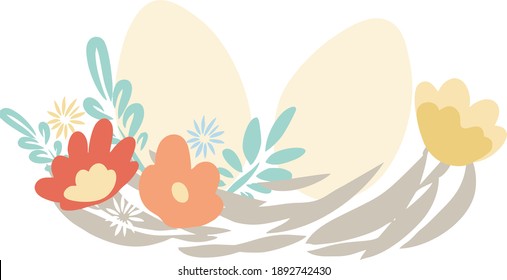 Happy Easter vector illustrations . chicken with eggs icons decorated with flowers on a white background . Chicken in the nest on a white background