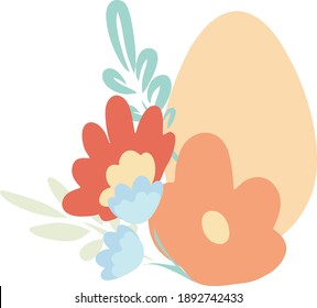 Happy Easter vector illustrations . chicken with eggs icons decorated with flowers on a white background . Chicken in the nest on a white background