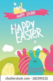 Happy Easter Vector with Individual Eggs