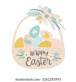 Happy Easter. Vector isolated illustration for card, poster, flyer and other use. Design element.