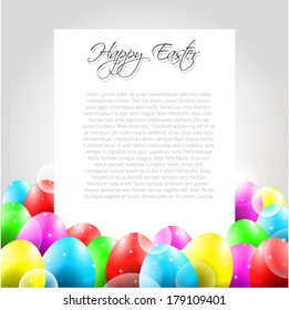 Happy Easter Vector Letter with Colorful Eggs and place for your text