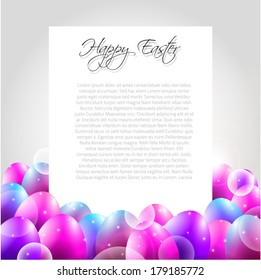 Happy Easter Vector Letter with Purple Eggs and place for your text