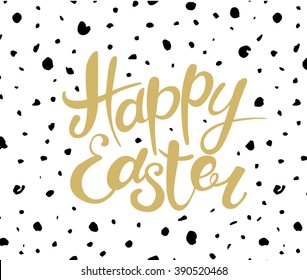 Happy Easter vector lettering. Typographical Background with decoration text. Letters elements Vintage style  greeting card. Retro  postcard.  Title. Calligraphic symbol for Easter. modern texture