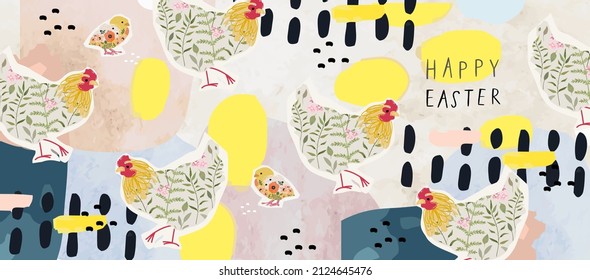 Happy easter! Vector minimalistic abstract modern spring holiday illustration for banner, pattern, background or card.