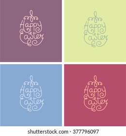 Happy Easter. Vector  postcard. Hand drawn lettering