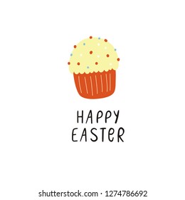 Happy Easter vector print. Decorative Happy Easter vector card