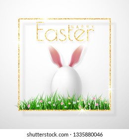 Happy Easter. Vector realistic Easter eggs, isolated on a gray background.