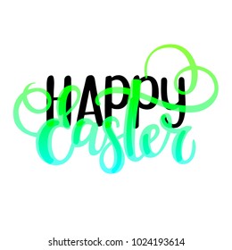 Happy Easter vector religious Christian world holiday design greeting card text. Nice brush colors modern concept