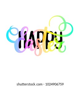 Happy Easter vector religious Christian world holiday design greeting card text. Nice brush colors modern concept
