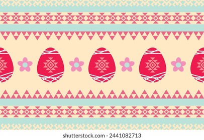 Happy Easter. Vector seamless pattern. Easter eggs with abstract ethnic. Design element.