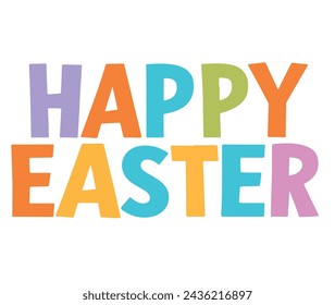 Happy Easter vector simple sticker style logo, sweet character spring celebration