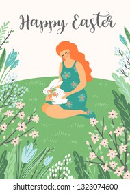 Happy Easter. Vector template for card, poster, flyer and other users. Design element.