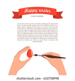 Happy easter vector template. Hand drown eggs. Brush with paint in hand. Painting Easter Egg