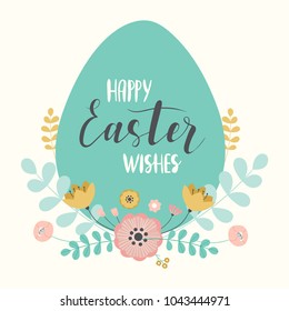 Happy Easter. Vector template with lettering design. Vector illustration.