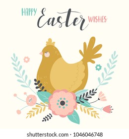 Happy Easter. Vector template with lettering design. Vector illustration.