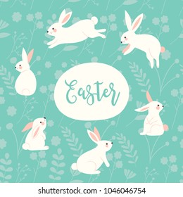 Happy Easter. Vector template with lettering design. Vector illustration.