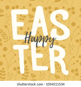 Happy Easter. Vector template with lettering design. Vector illustration.