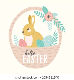 Happy Easter. Vector template with lettering design. Vector illustration.