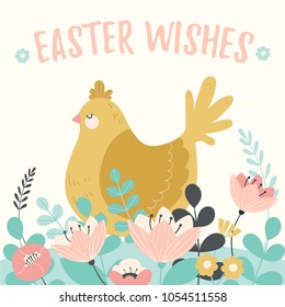 Happy Easter. Vector template with lettering design. Vector illustration.