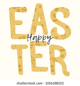 Happy Easter. Vector template with lettering design. Vector illustration.